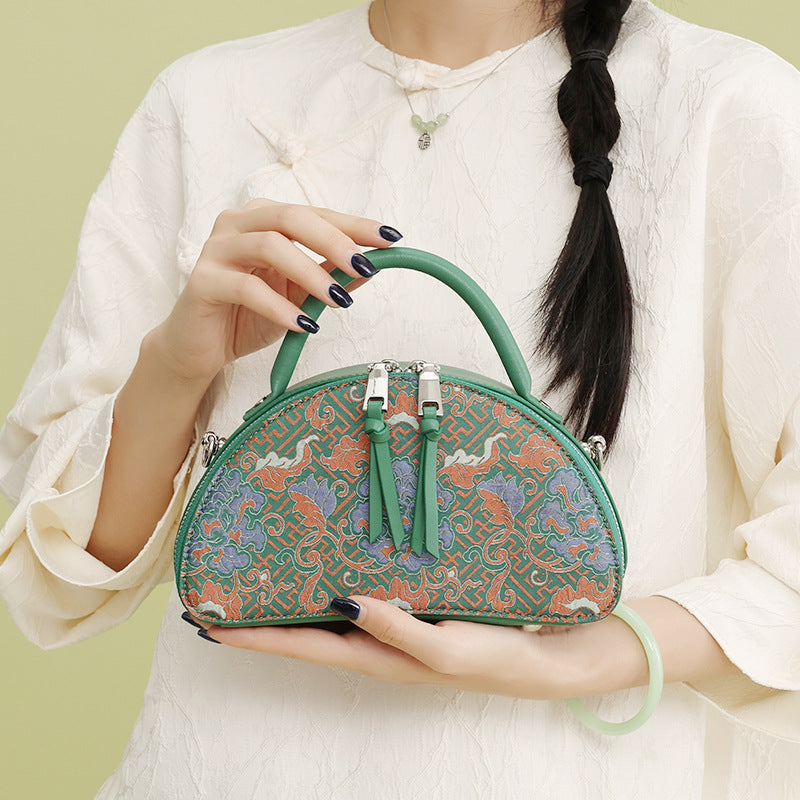 Song Brocade Bag New Chinese Style Genuine Leather Trend Handbag