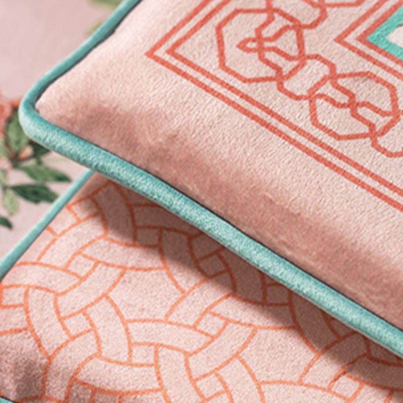 Chinoiserie Spring Powder Pink High-end Wooden Chair Cushion - SinoCultural -- SC005A38