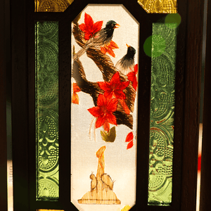 Embroidery Chinese Style Rosewood Cantonese Mansion Window Ornament - SinoCultural -- BXL06WCS174A02