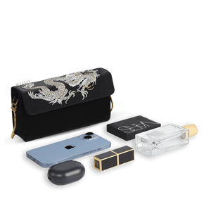 Ultra-Light Loong Silk Embroidery Black Evening Bag Recycled Fabric 154g - SinoCultural -- GD1207