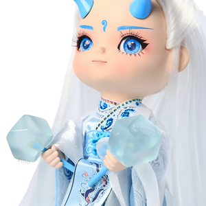 Left side upper body & weapon grip details of 9-inch Ao Bing doll.