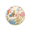 9’’ round bone china salad plate with floral and bird design.