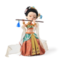 9-inch handmade Dunhuang Flying Apsara "Flute Song" doll main front view playing flute.