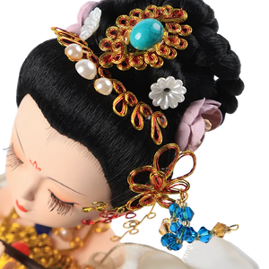 Top view of 9-inch Dunhuang "Flute Song" doll's head decor.