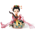 9-inch handmade Dunhuang Flying Apsara "Harp Melody" doll main front view playing harp.