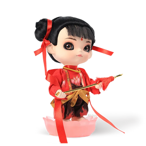 Left side view of 9-inch Nezha Chinese doll.
