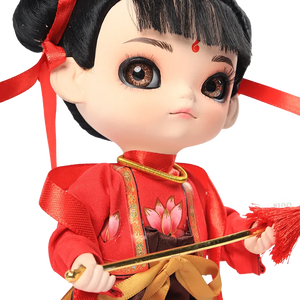 Right side upper body details of 9-inch Nezha doll.