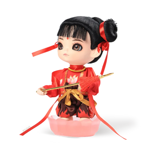 Right side view of 9-inch Nezha Chinese doll.