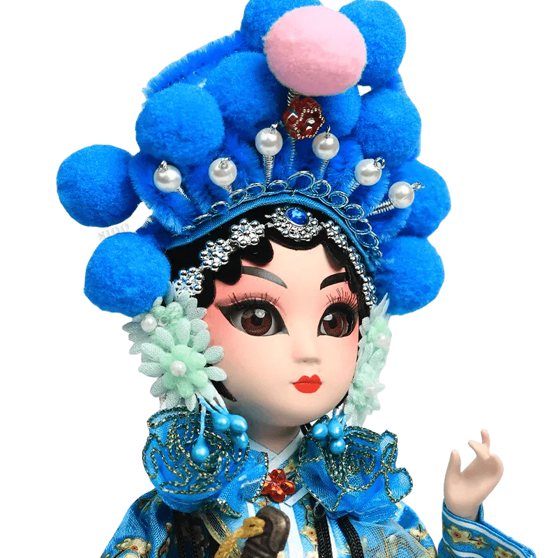 9-Inch Handmade Chinese Doll – Peking Opera Green Snake Collectible - SinoCultural -- XJP0904