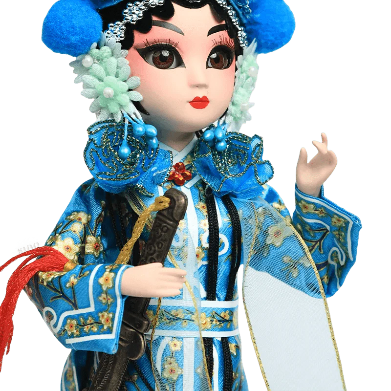 9-Inch Handmade Chinese Doll – Peking Opera Green Snake Collectible - SinoCultural -- XJP0904