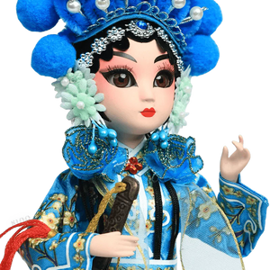 9-Inch Handmade Chinese Doll – Peking Opera Green Snake Collectible - SinoCultural -- XJP0904