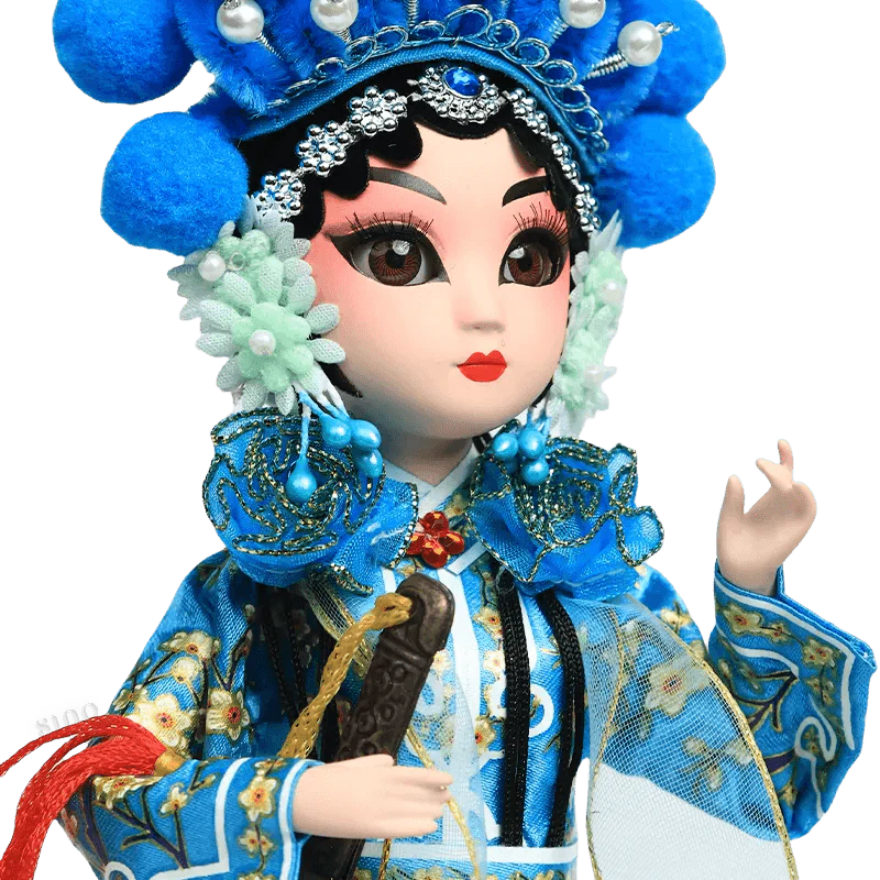 9-Inch Handmade Chinese Doll – Peking Opera Green Snake Collectible - SinoCultural -- XJP0904