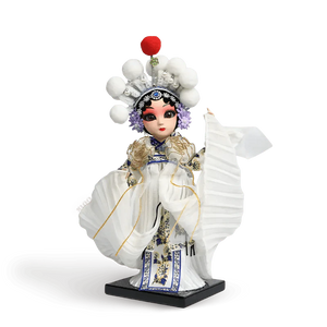 9-Inch Handmade Chinese Doll – Peking Opera Legendary White Snake Collectible - SinoCultural -- XJP0903