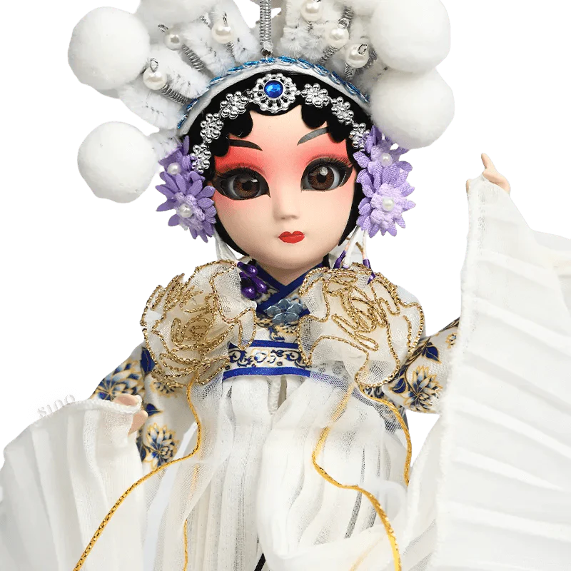 9-Inch Handmade Chinese Doll – Peking Opera Legendary White Snake Collectible - SinoCultural -- XJP0903