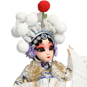9-Inch Handmade Chinese Doll – Peking Opera Legendary White Snake Collectible - SinoCultural -- XJP0903