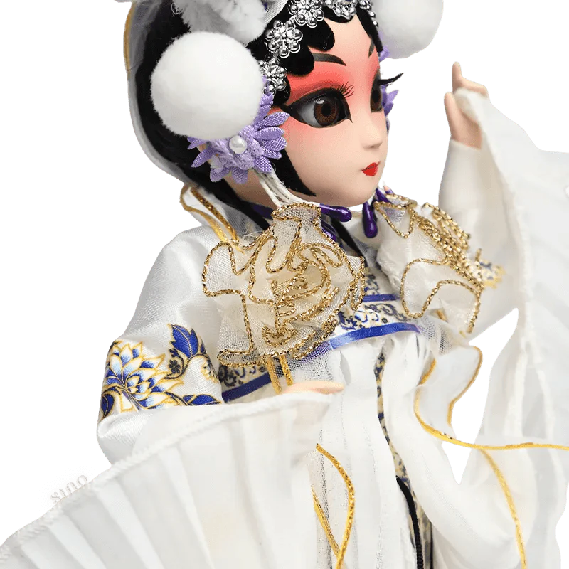 9-Inch Handmade Chinese Doll – Peking Opera Legendary White Snake Collectible - SinoCultural -- XJP0903