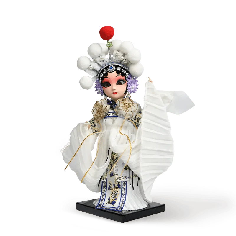 9-Inch Handmade Chinese Doll – Peking Opera Legendary White Snake Collectible - SinoCultural -- XJP0903
