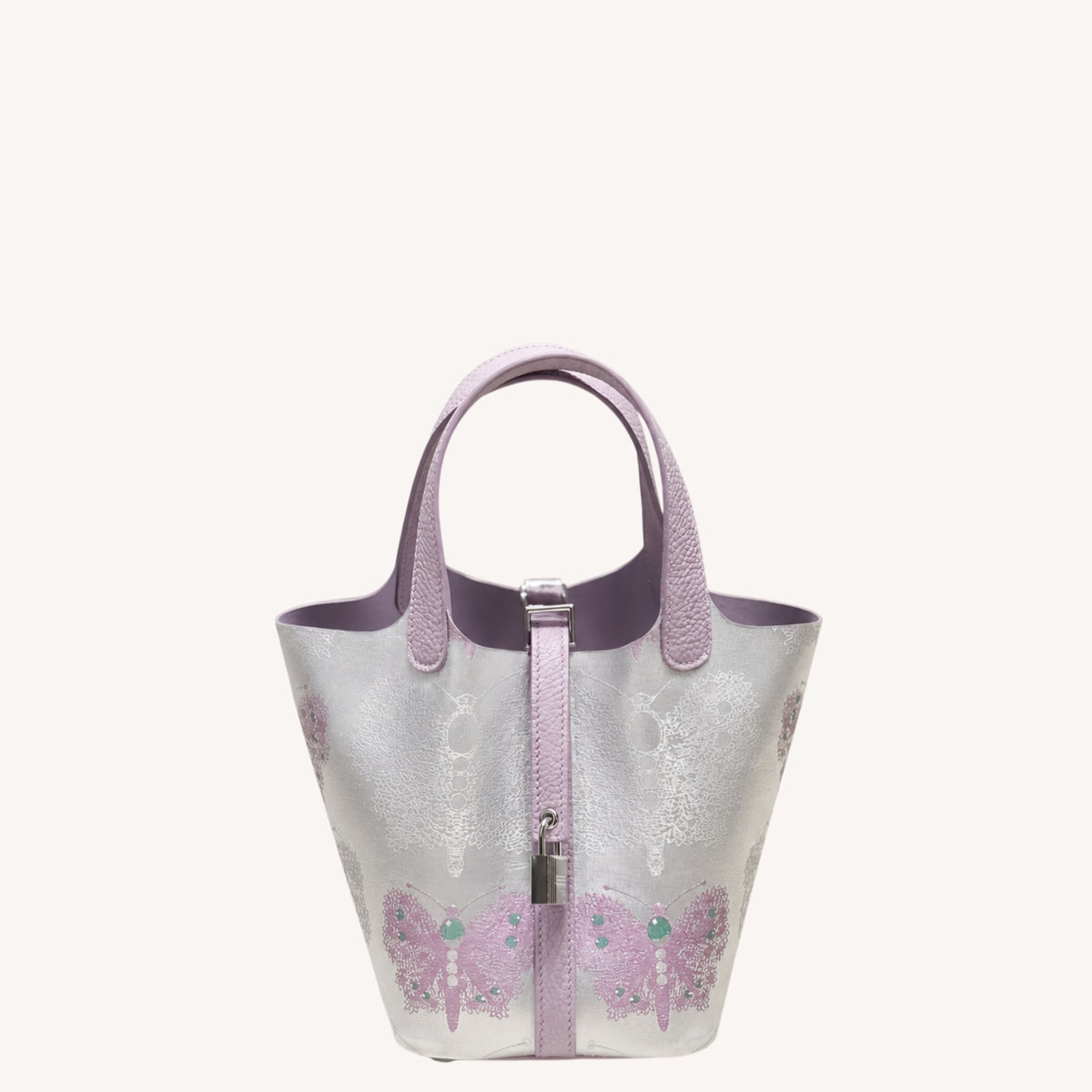 Chinoiserie Luxury Song Brocade Basket Bag – Purple Butterflies