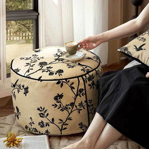 Chinoiserie Autumn Living Room Couch Cushion Pouf - SinoCultural -- B48J0006-1-C