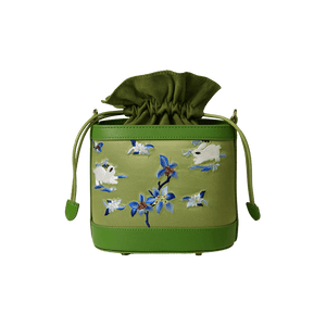 Handcrafted Embroidered Silk Osmanthus Green Bucket Bag - SinoCultural -- BXL06WCS208A01