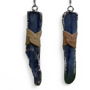 Blue Crystal Dangle Earrings - Lunar Sea Chinese Style Jewelry - SinoCultural -- ZBXK-A2-0237