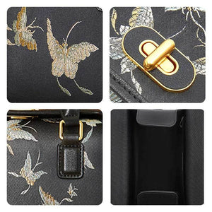 Brocade Boston Black Bag Butterfly Designer Women Handbag - SinoCultural -- JD170615-1