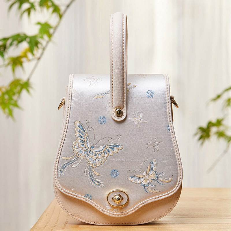 Brocade Jacquard Butterfly Designer Saddle Bag - SinoCultural -- P1206260401