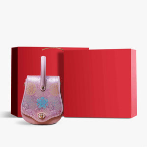 Brocade Jacquard Purple Floral Designer Saddle Bag - SinoCultural -- P1206260402LP-2
