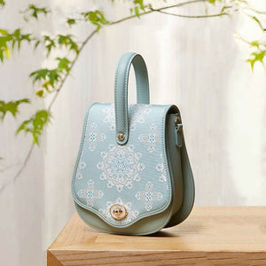Brocade Jacquard Green Floral Designer Saddle Bag - SinoCultural -- P1206260402LG-1
