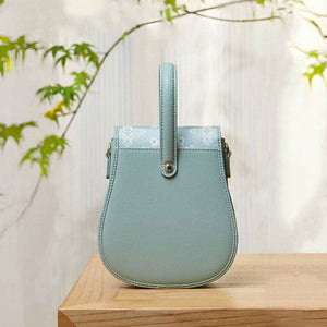 Brocade Jacquard Green Floral Designer Saddle Bag - SinoCultural -- P1206260402LG-1