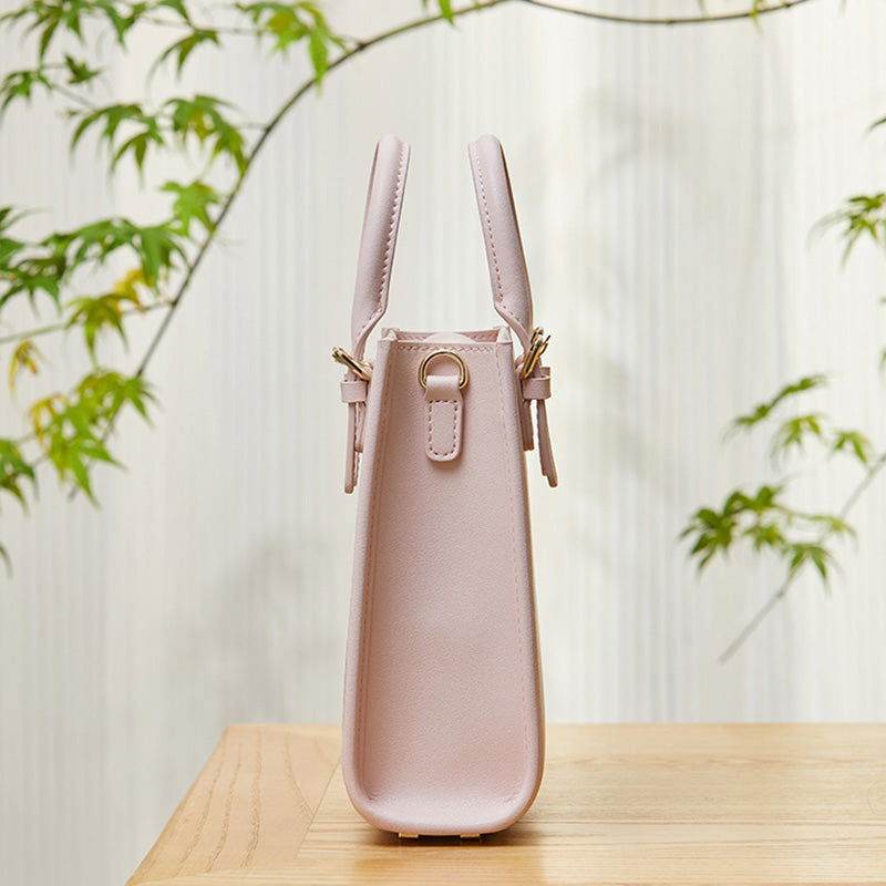 Brocade Jacquard Mulberry Silk Pink Women Floral Handbag - SinoCultural -- P12063904