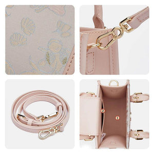 Brocade Jacquard Mulberry Silk Pink Women Floral Handbag - SinoCultural -- P12063904