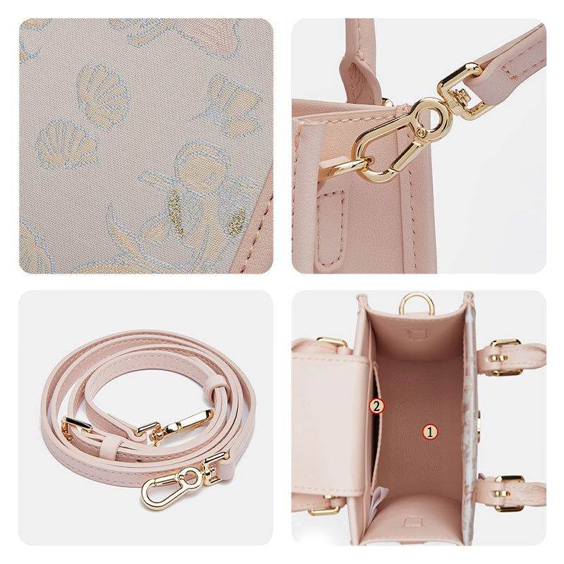 Brocade Jacquard Mulberry Silk Pink Women Floral Handbag - SinoCultural -- P12063904