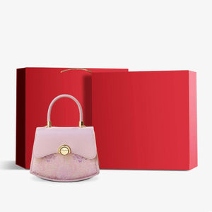Brocade Mulberry Silk Bag Powder Pink Floral Designer Handbag - SinoCultural -- P12049004P-2