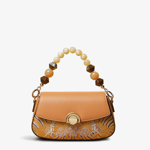 Brocade Mulberry Silk Brown Chain Mini Women Clutch Handbag - SinoCultural -- P22028104BN-1