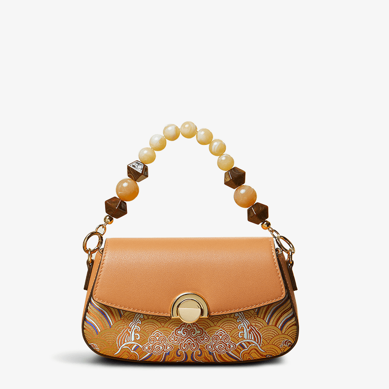 Brocade Mulberry Silk Brown Chain Mini Women Clutch Handbag - SinoCultural -- P22028104BN-1