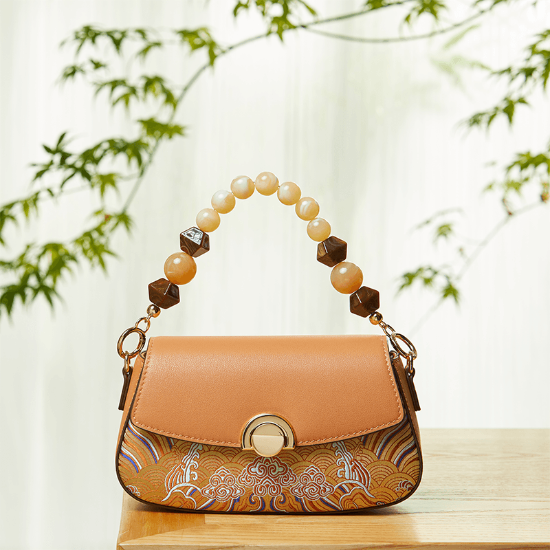 Brocade Mulberry Silk Brown Chain Mini Women Clutch Handbag - SinoCultural -- P22028104BN-1