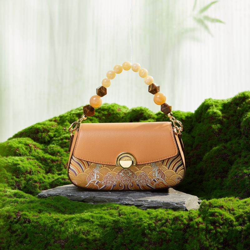Brocade Mulberry Silk Brown Chain Mini Women Clutch Handbag - SinoCultural -- P22028104BN-1