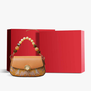 Brocade Mulberry Silk Brown Chain Mini Women Clutch Handbag - SinoCultural -- P22028104BN-1