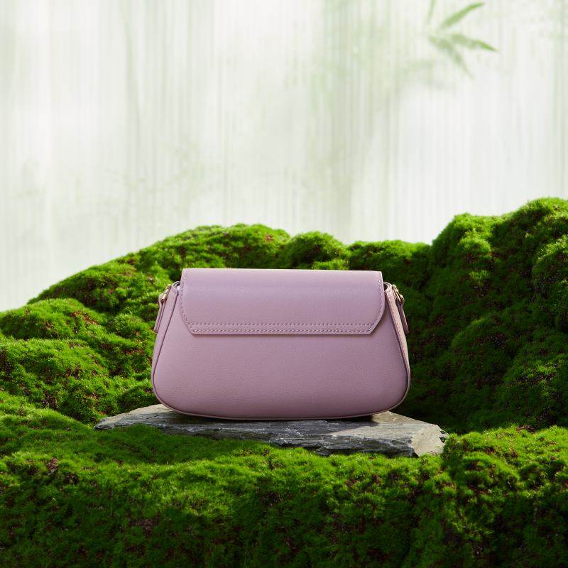 Brocade Mulberry Silk Chain Bag Purple Floral Handbag - SinoCultural -- P22028104P