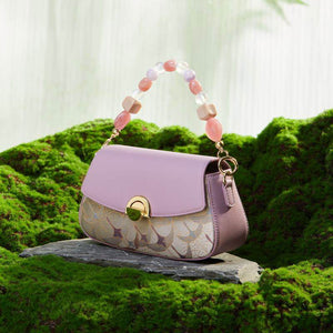 Brocade Jacquard Mulberry Silk Purple Chain Handbag - SinoCultural -- P22028102