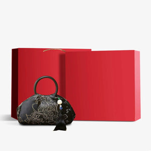 Brocade Chinese Style Bag Black Floral Handbag - SinoCultural -- P27061604-3