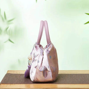 Brocade New Chinese Style Bag Pink Butterfly Handbag - SinoCultural -- P27061604-5