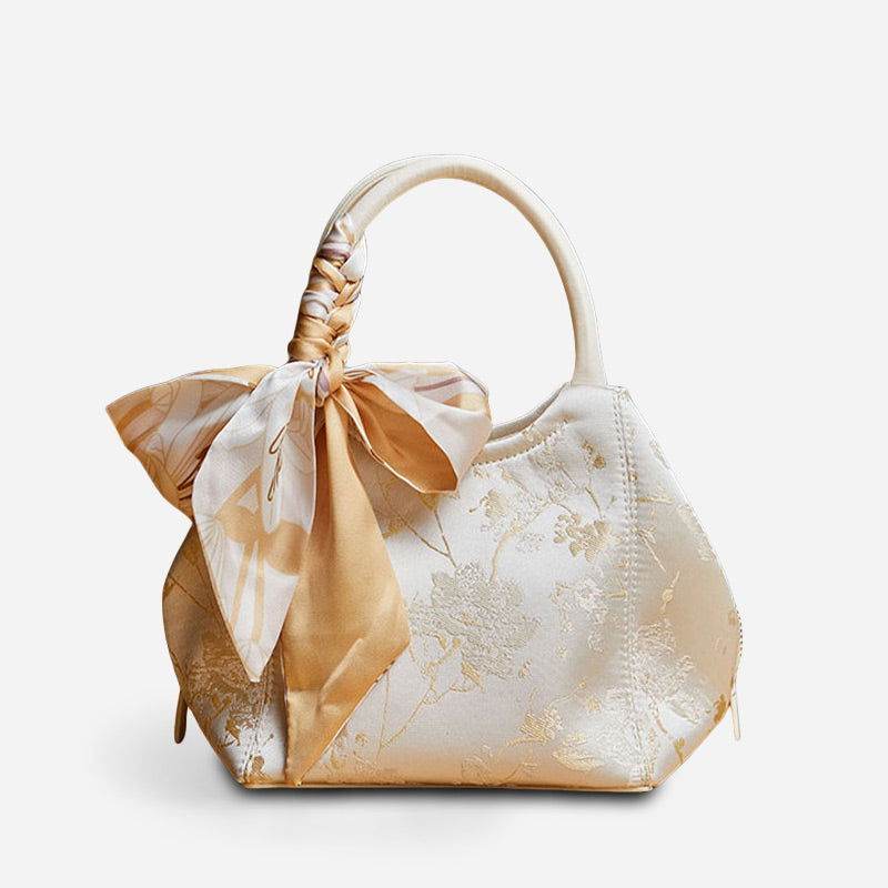 Brocade Silk Cute Bucket Bag Fenghuang Pattern Handbag - SinoCultural -- P17020204-5