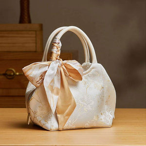 Brocade Silk Cute Bucket Bag Fenghuang Pattern Handbag - SinoCultural -- P17020204-5