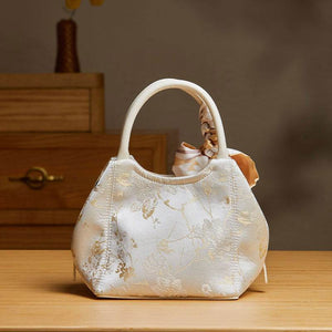 Brocade Silk Cute Bucket Bag Fenghuang Pattern Handbag - SinoCultural -- P17020204-5