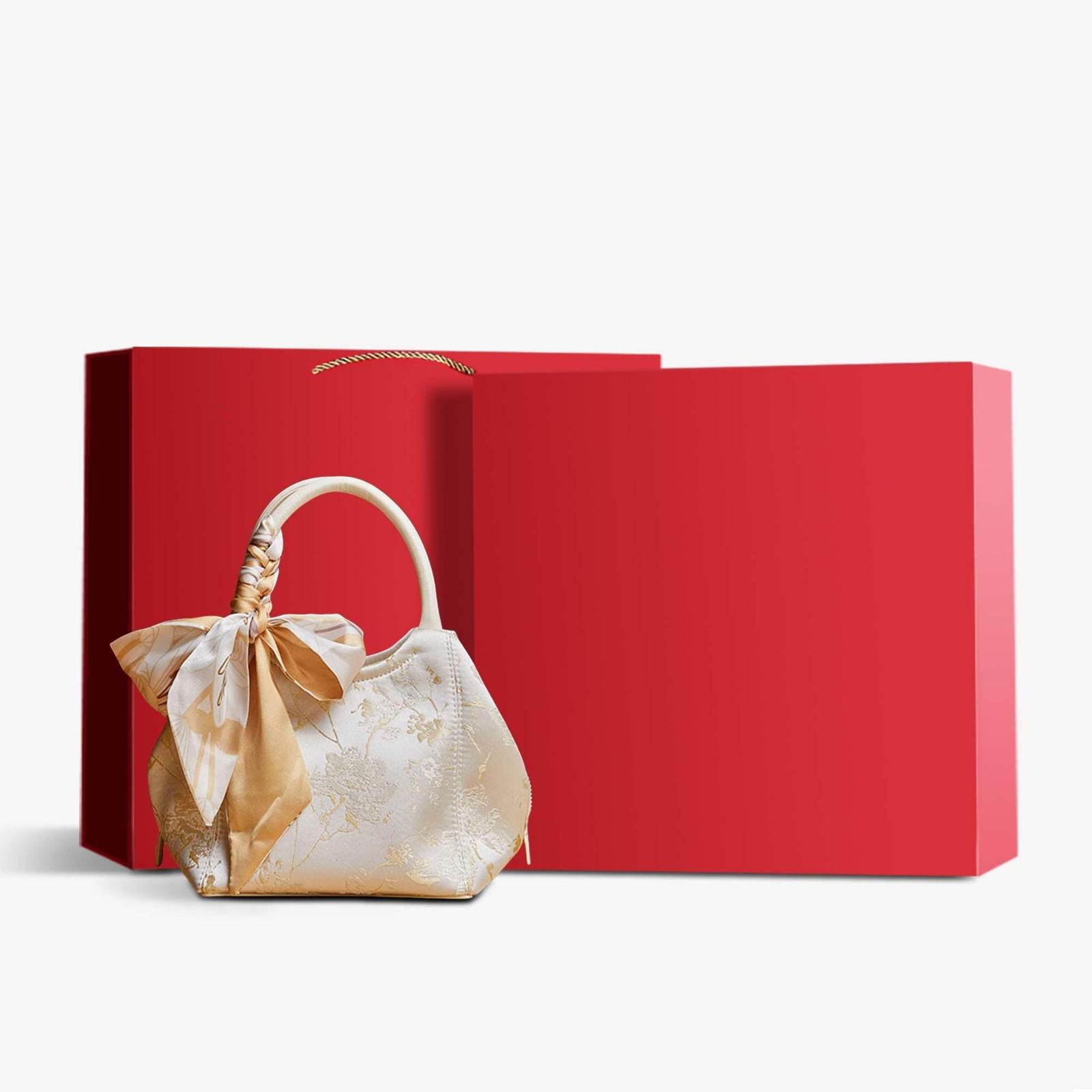 Brocade Silk Cute Bucket Bag Fenghuang Pattern Handbag - SinoCultural -- P17020204-5