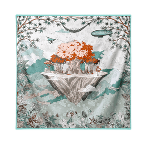 Mulberry Silk 14 Momme Square Scarf Mint Forest 108x108 cm - SinoCultural -- CXFJ003