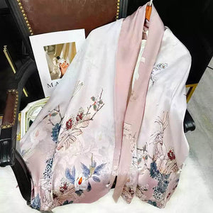 Mulberry Silk 14 Momme Scarf Double-Sided Buckle 175x53 cm - SinoCultural -- CXFJ006
