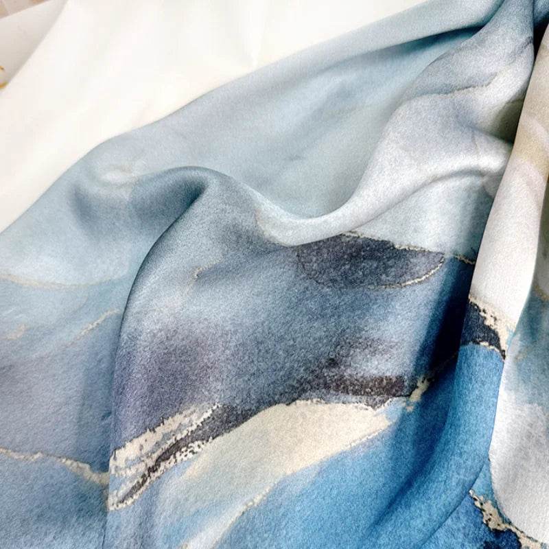Mulberry Silk 14 Momme Silk Scarf Blue Orchid 175x53 cm - SinoCultural -- CXFJ007
